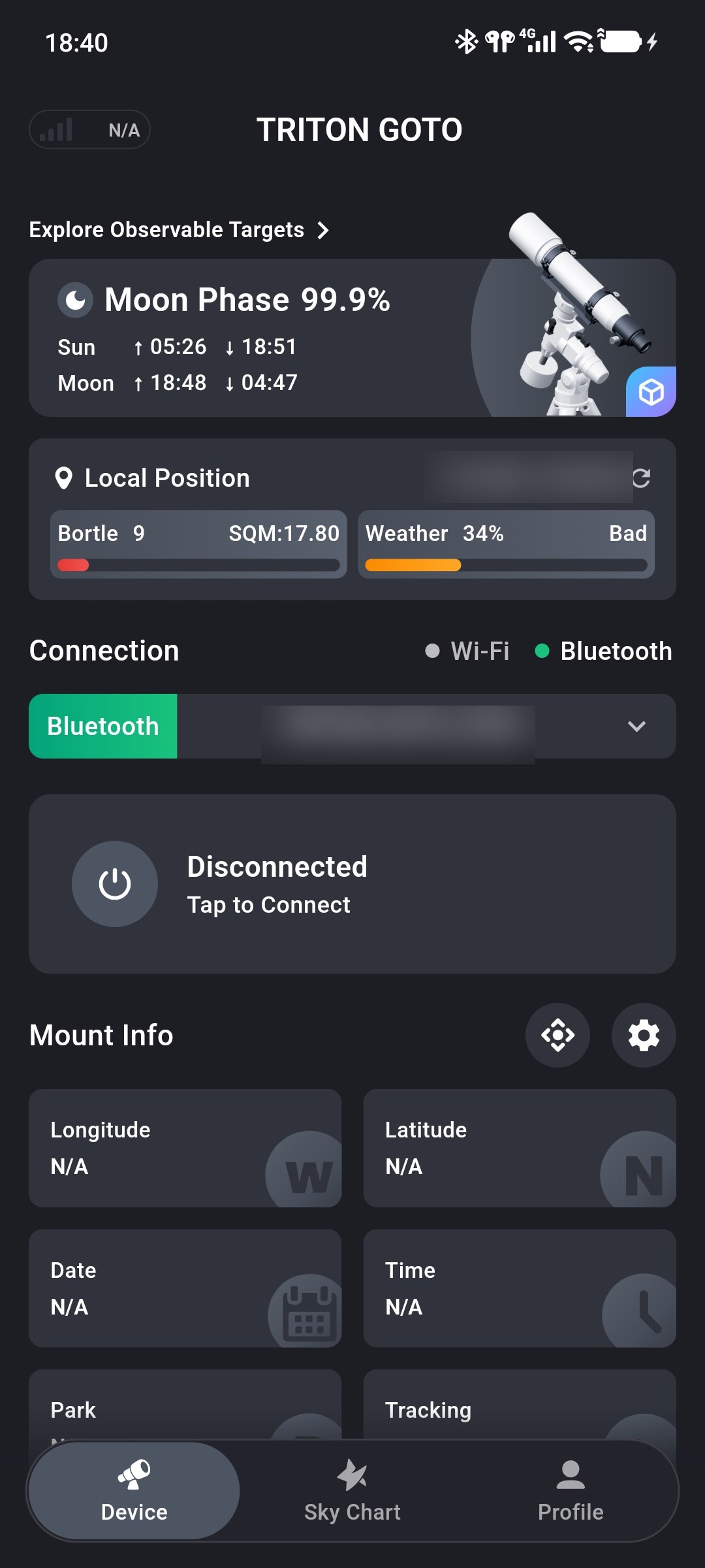 接続セクションでBluetoothを選択