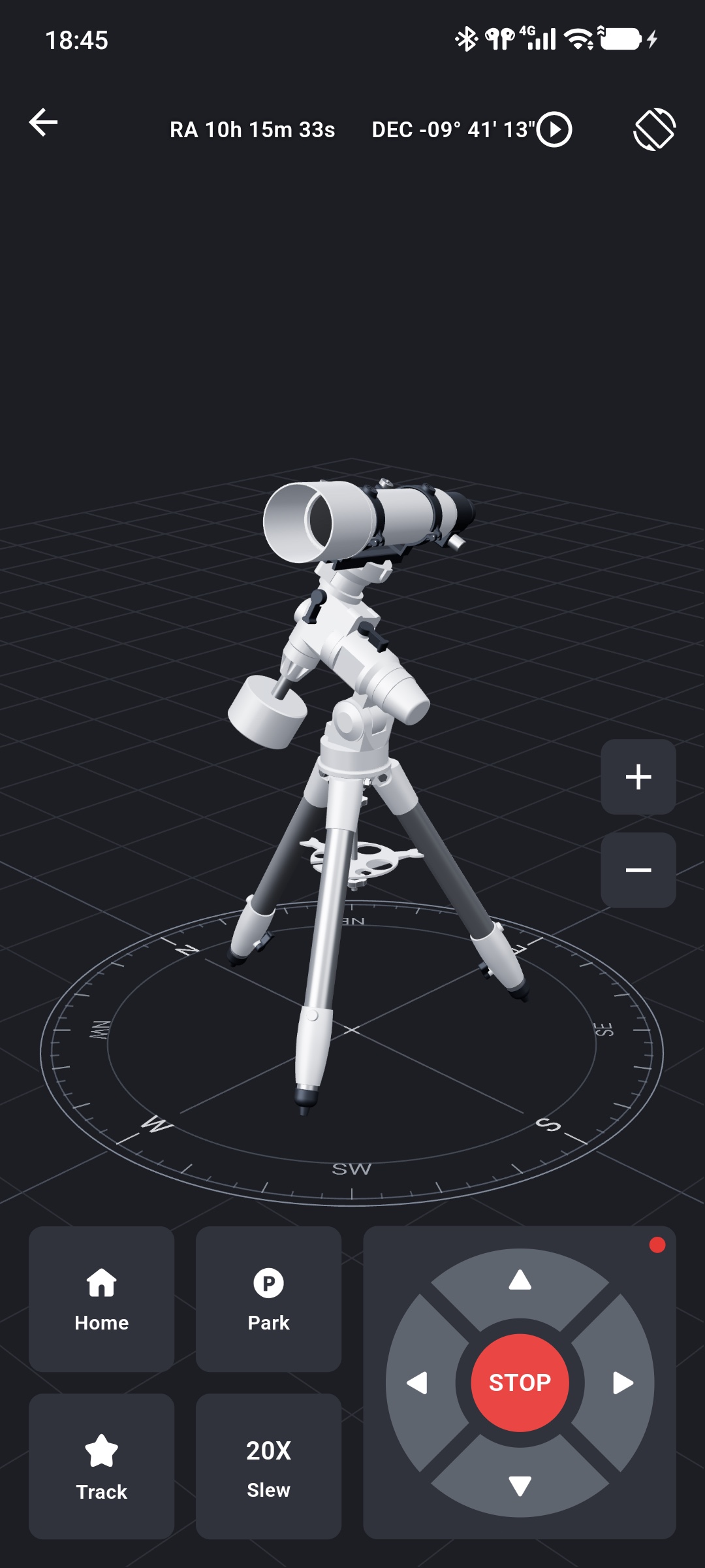未接続時の3D望遠鏡プレビューと操作